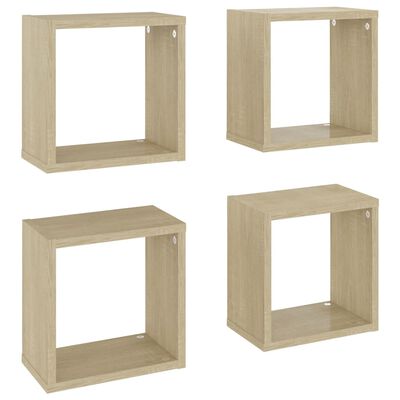 vidaXL Wall Cube Shelves 4 pcs Sonoma Oak 10.2"x5.9"x10.2"