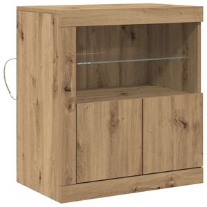 vidaXL LED Sideboard Brown 23.82 x 14.57 x 26.38 in Engineered Wood