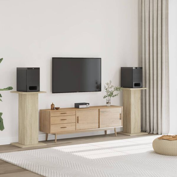 vidaXL Speaker Stands 2 pcs Sonoma Oak 11.8x11.8x31.5" Engineered Wood