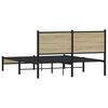 vidaXL Bed Frame Sonoma Oak Steel, Engineered Wood Double Bed Frame