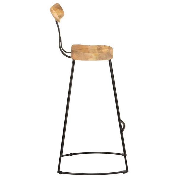vidaXL Bar Stool Set of 2 Brown and Black Solid Mango Wood, Iron Medium