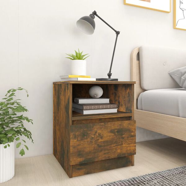 vidaXL Nightstand Set of 2 Smoked Oak Engineered wood Medium Storage
