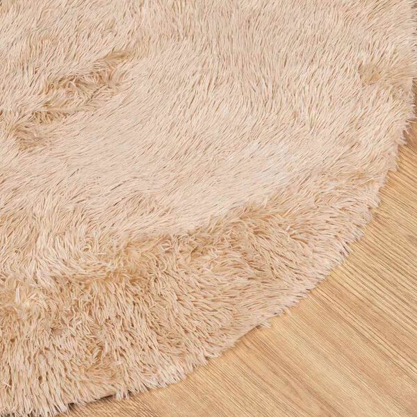 vidaXL Shaggy Rug Beige Polyester 94.5 x 94.5 in Foldable Shaggy Rug