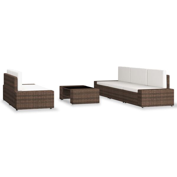 vidaXL Garden Lounge Set Brown and Cream White