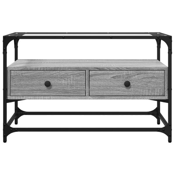 vidaXL TV Cabinet Gray Sonoma Engineered Wood and Glass Medium