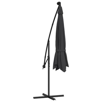 vidaXL Cantilever Umbrella with LED Lights Black 137.8"