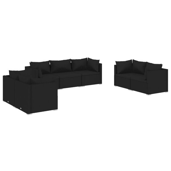 vidaXL Garden Lounge Set Black PE rattan, powder-coated steel Large