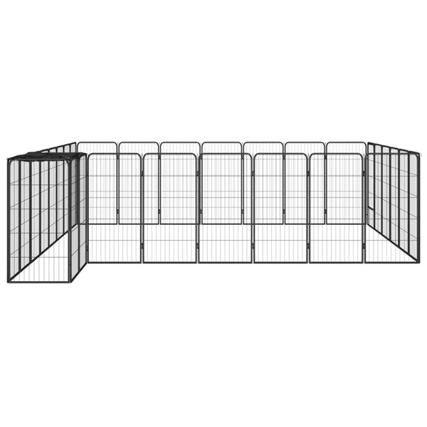 vidaXL Dog Playpen Black Powder-coated steel, Polyethylene Large