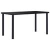 vidaXL Dining Table Black Tempered Glass, Powder-Coated Metal