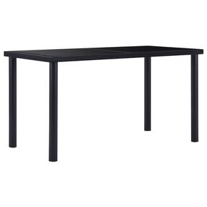 vidaXL Dining Table Black Tempered Glass, Powder-Coated Metal