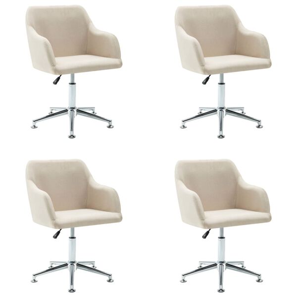 vidaXL Swivel Dining Chairs 4 pcs Cream Fabric