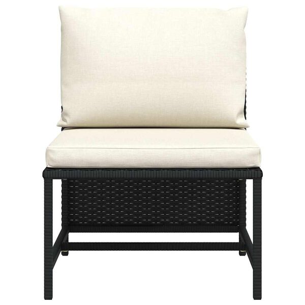 vidaXL Middle Sofa Black PE rattan, powder-coated steel Medium Modular