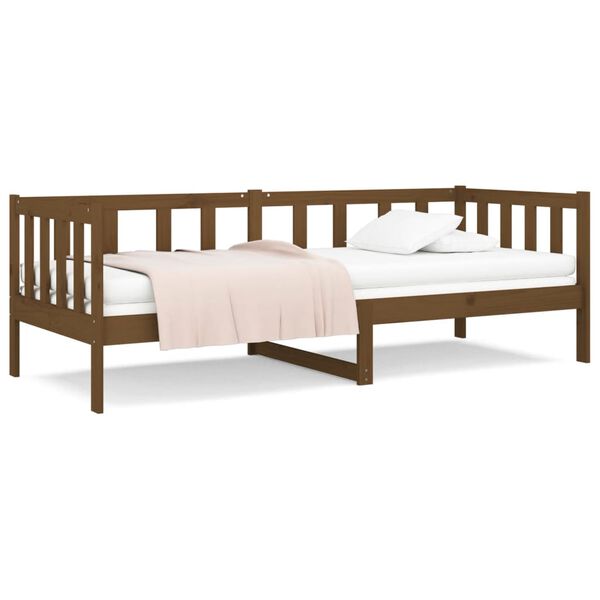 vidaXL Day Bed Honey brown Solid pine wood Twin Convertible into a Couch