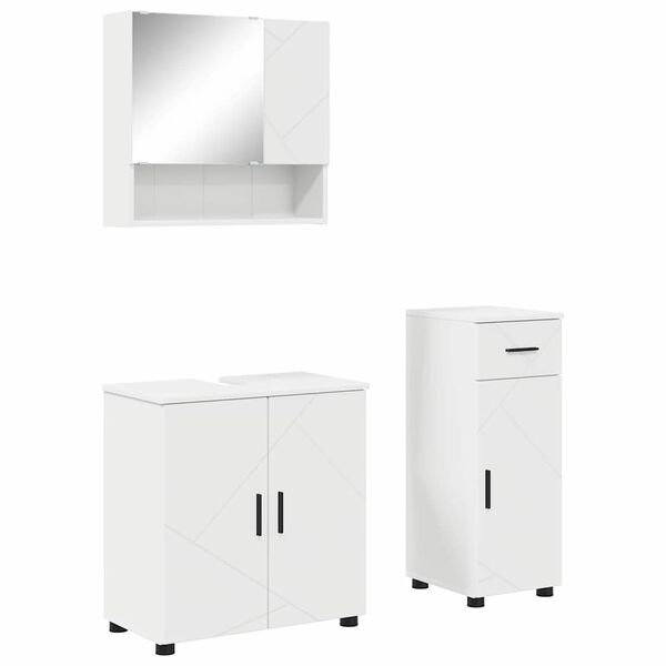 vidaXL Bathroom Furniture Set Wall-mounted 3 pcs White Engineered wood
