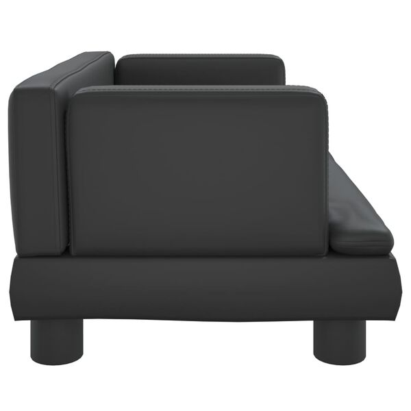 vidaXL Kids Sofa Black Faux leather, solid pine wood, foam Mini Durable
