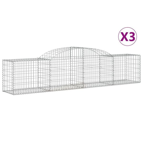 vidaXL Gabion Basket Set of 3 Silver Galvanized iron Extra Large