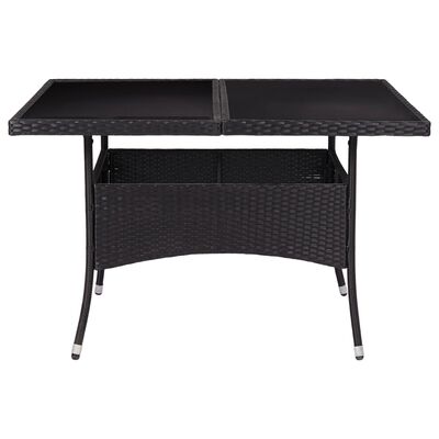 vidaXL Patio Dining Table Black Poly Rattan and Glass