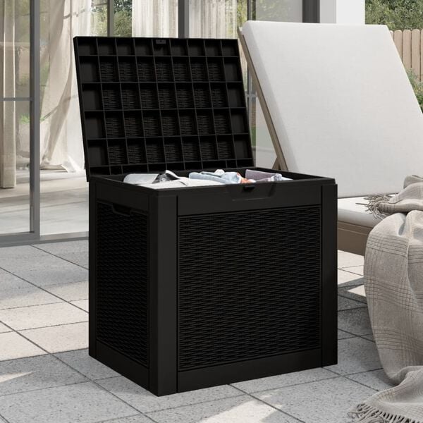vidaXL Garden Storage Box Black Polypropylene 31.2 Gallon capacity