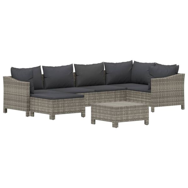 vidaXL Garden Lounge Set Grey PE Rattan Large Modular