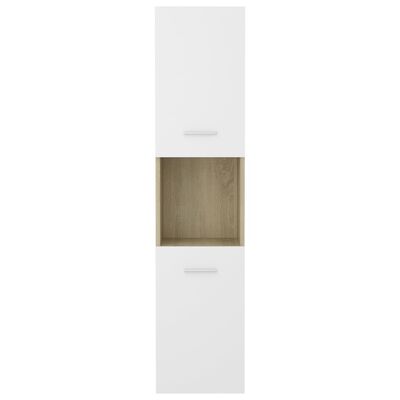 vidaXL Bathroom Cabinet White and Sonoma Oak 11.8"x11.8"x51.2" Chipboard