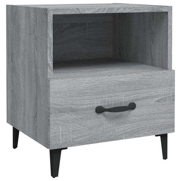 vidaXL Bedside Cabinet Grey Sonoma Engineered wood, Metal Standard