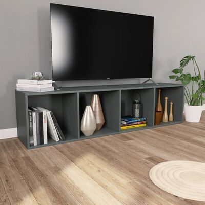 vidaXL Book Cabinet/TV Stand Gray 14.2"x11.8"x56.3" Engineered Wood