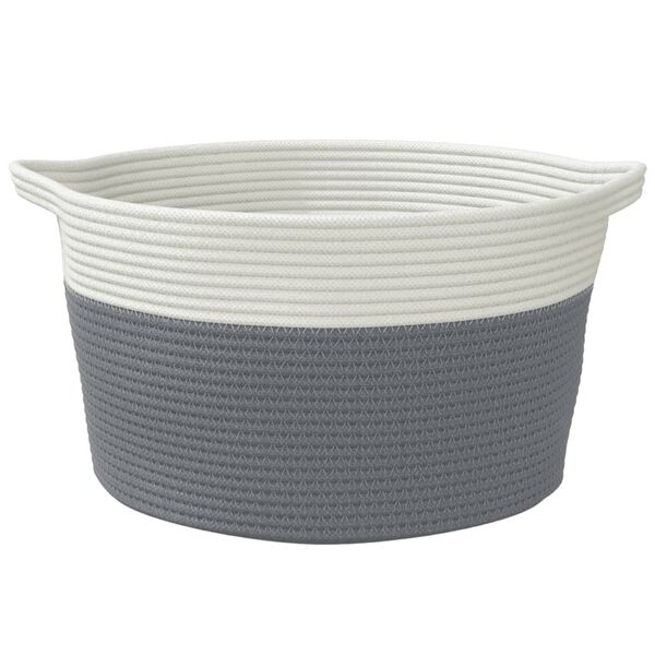 vidaXL Storage Basket Grey and White 100% Cotton 15.7 x 9.8 in Foldable