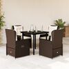 vidaXL 5 Piece Patio Dining Set with Cushions Brown Poly Rattan