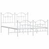 vidaXL Bed Frame White Powder-Coated Steel Double Bed Frame