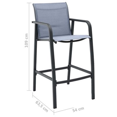 vidaXL Patio Bar Chairs 2 pcs Gray Textilene
