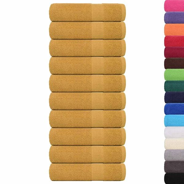vidaXL Shower Towel Set of 10 Gold 100% Cotton 27.6 x 55.1 in