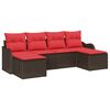 vidaXL Sofa Set with Cushion 6 pcs Brown Polyester
