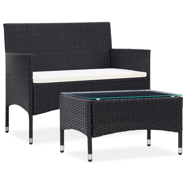 vidaXL Garden Sofa Black, Cream