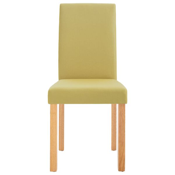 vidaXL Dining Chair Set of 2 Green Fabric and rubber wood Standard