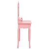 vidaXL Dressing Table Set with Stool Pink 31.5x27.2x55.5" Paulownia Wood