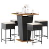 vidaXL 5 Piece Patio Bar Set with Cushions Black Poly Rattan