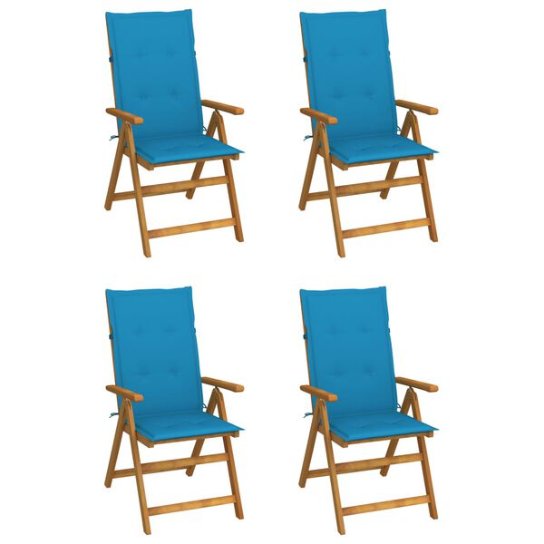 vidaXL Garden Chair Set of 4 Natural Wood Solid Acacia Wood Medium