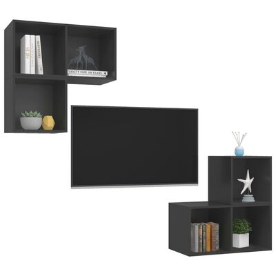 vidaXL 4 Piece TV Stand Set Gray Engineered Wood