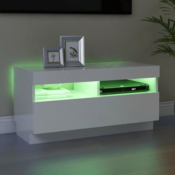vidaXL TV Cabinet High gloss white Engineered wood Medium TV Cabinet