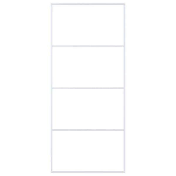 vidaXL Sliding Door Frosted ESG Glass and Aluminum 35.4"x80.7" White
