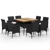 vidaXL Dining Set Black and Cream