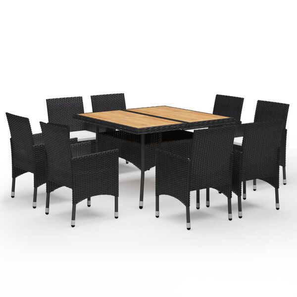 vidaXL Dining Set Black and Cream
