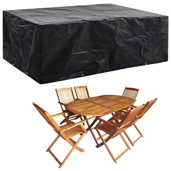 vidaXL Garden Furniture Cover Set of 2 Black Polyethylene Large