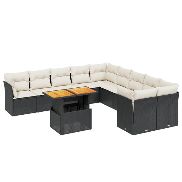 vidaXL Garden Sofa Set Black PE Rattan 11 Piece Set Modular