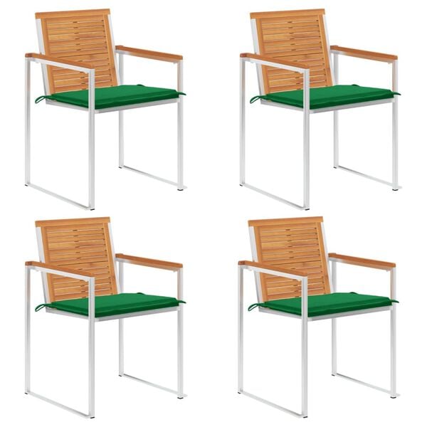 vidaXL Patio Chairs 4 pcs with Cushions Solid Acacia Wood