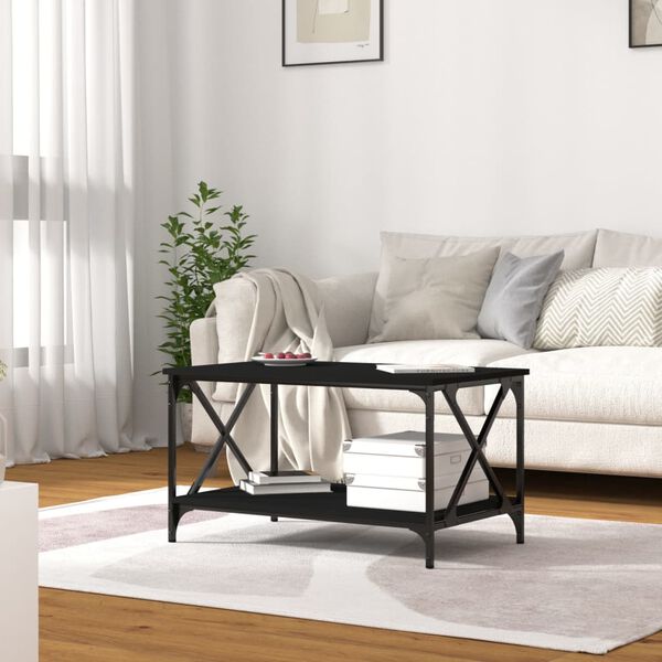 vidaXL Coffee Table Black Engineered wood and iron Medium Coffee Table