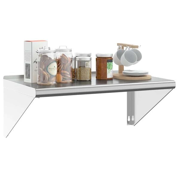 vidaXL Wall Shelf Silver Stainless Steel 29.5x17.7x12.2 in Wall Shelf