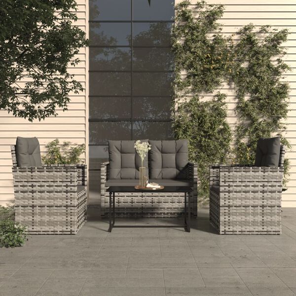vidaXL Outdoor Lounge Set Grey Poly Rattan UV-resistant materials
