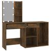 vidaXL LED Dressing Table With Cabinet Smoked Oak Engineered wood