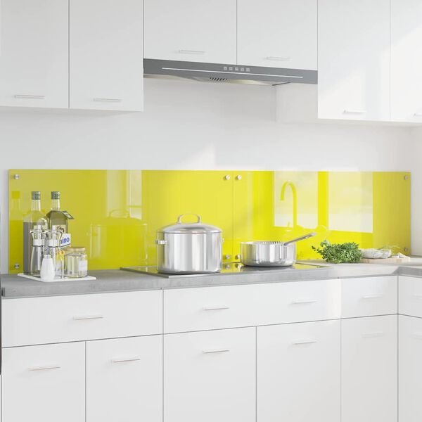 vidaXL Kitchen Backsplash 2 pcs Yellow 39.37 x 15.75 in Tempered Glass